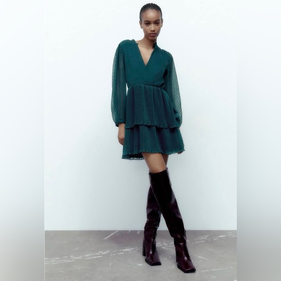 Zara short Dotted Mesh Dress - Picture 1 of 9